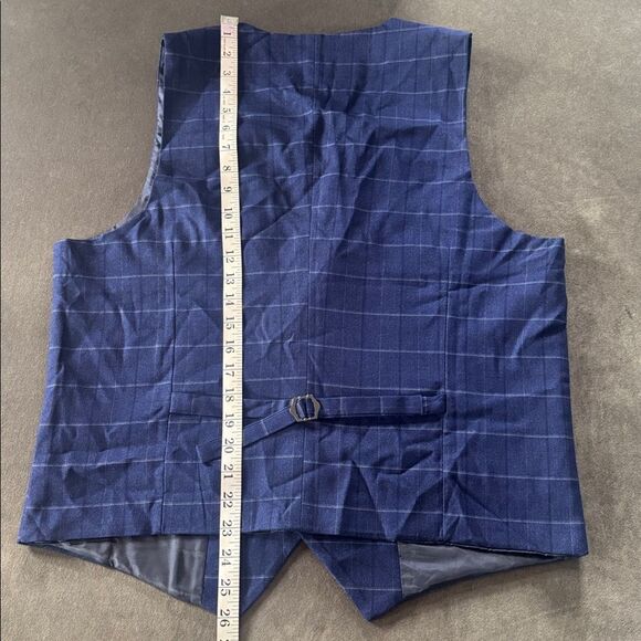 Men’s Blue Plaid 3 Piece Slim Fit Formal Business Suit Jacket 38 Pants 34 NWT - Picture 10 of 15